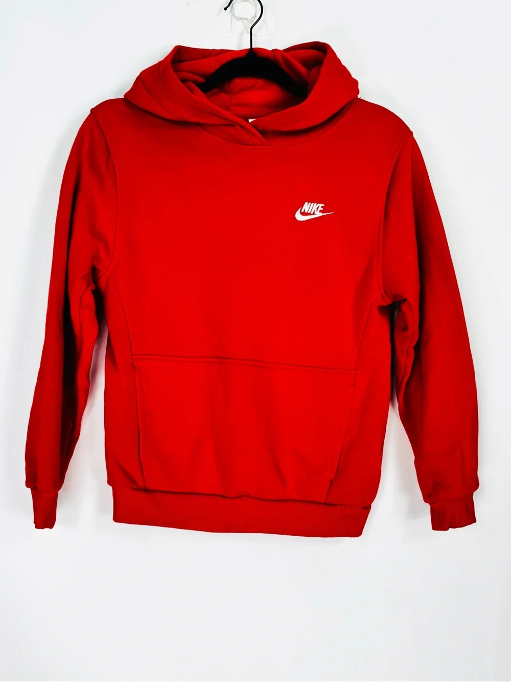 Kids Boys or Girls Red Nike White Logo Hoodie Hooded Sweatshirt Sz Large